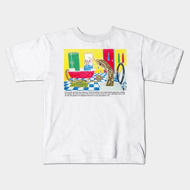 Sylvia Snake - From the City Zoo Kids T-Shirt by Lunatic Painter